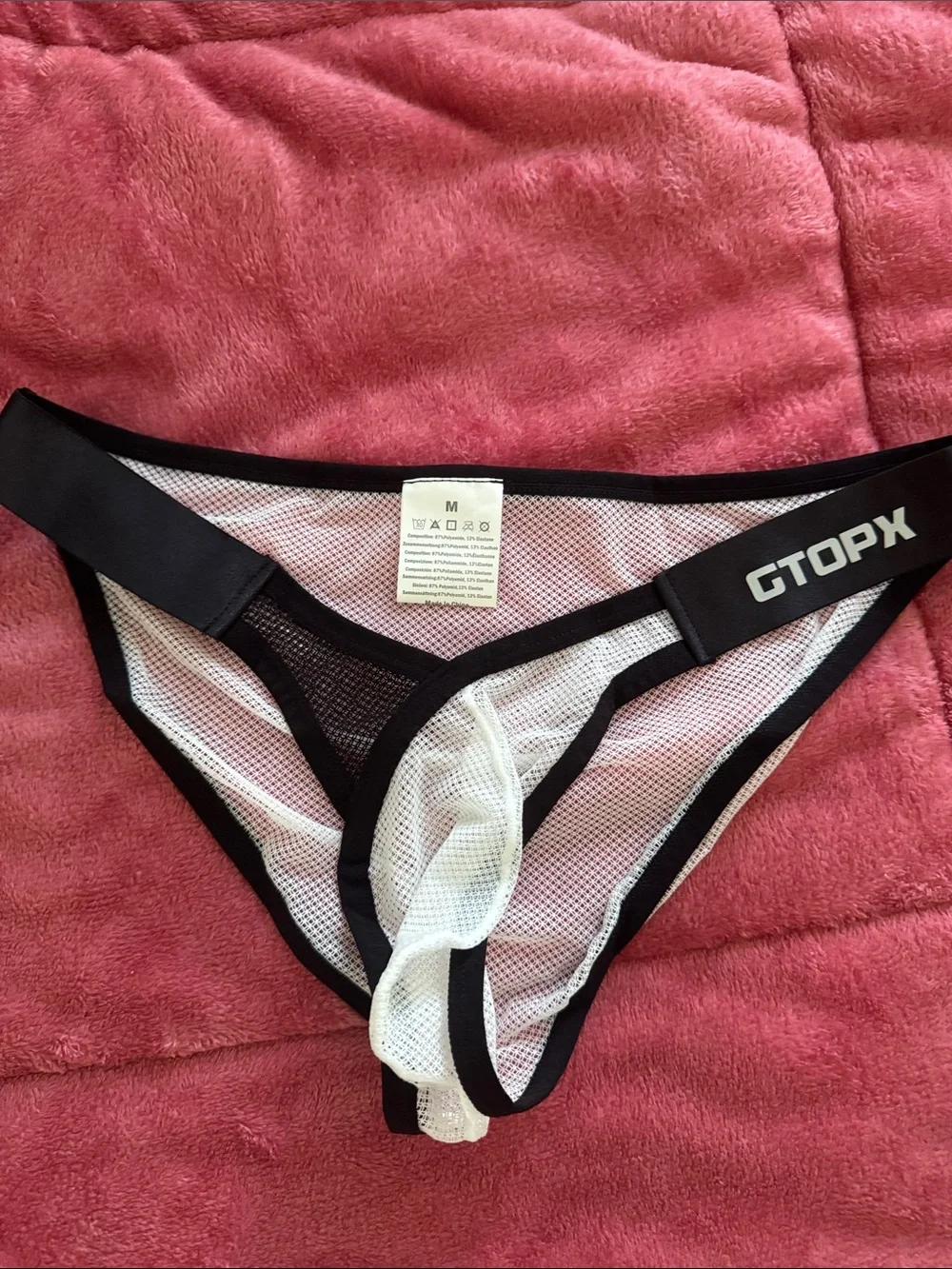 GTOPX White Mesh Bikini Brief with Black Trim